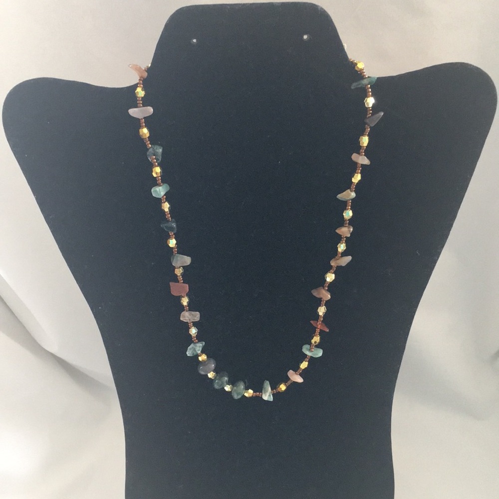 18” Rock stone necklace gold based